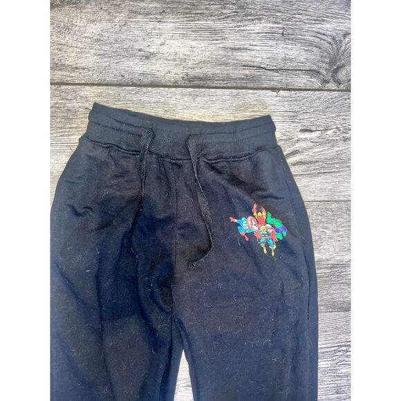 Marvel Joggers Womens Medium Black Pants Drawstring Waist Avengers Super Heroes - Picture 5 of 8